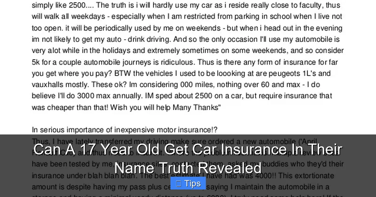 Can A 17 Year Old Get Car Insurance In Their Name Truth Revealed