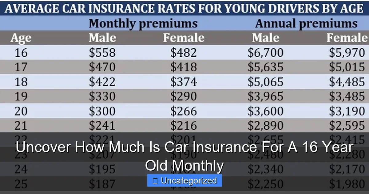 Uncover How Much Is Car Insurance For A 16 Year Old Monthly