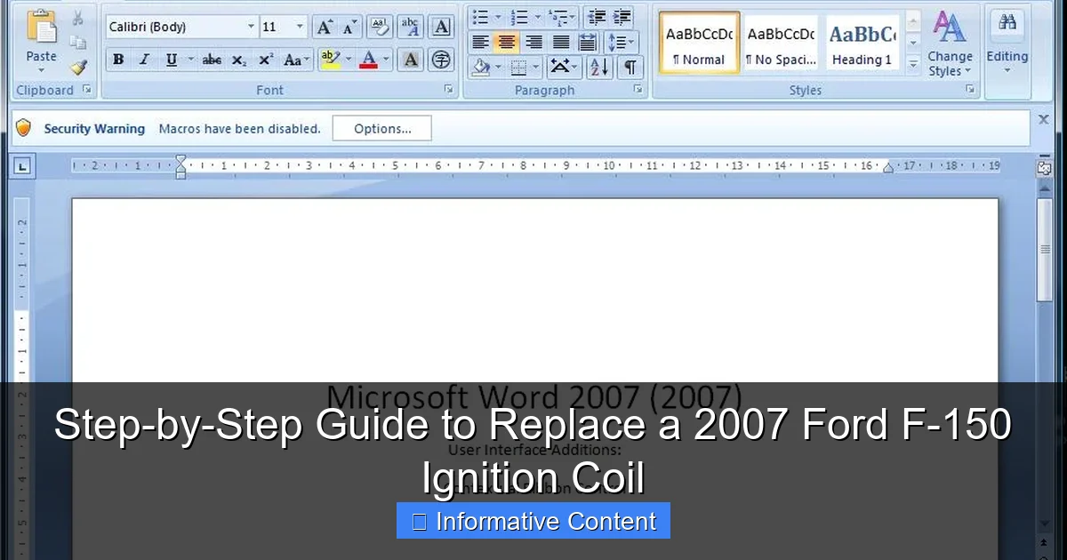Step-by-Step Guide to Replace a 2007 Ford F-150 Ignition Coil