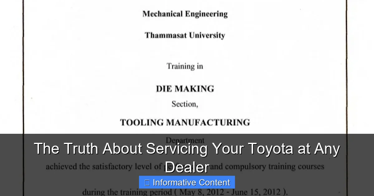 The Truth About Servicing Your Toyota at Any Dealer
