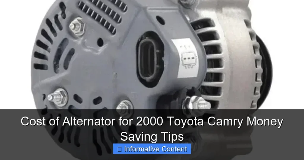 Cost of Alternator for 2000 Toyota Camry Money Saving Tips