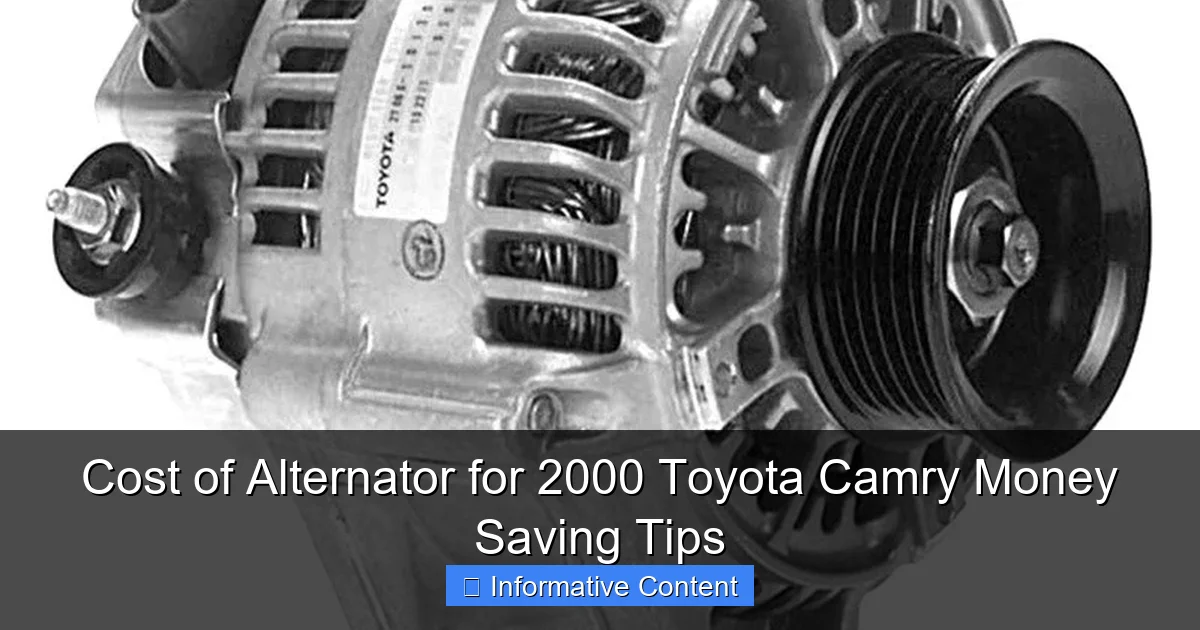 Cost of Alternator for 2000 Toyota Camry Money Saving Tips