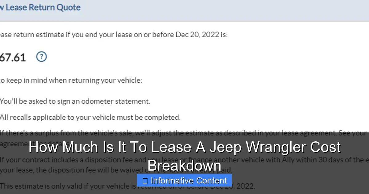 How Much Is It To Lease A Jeep Wrangler Cost Breakdown