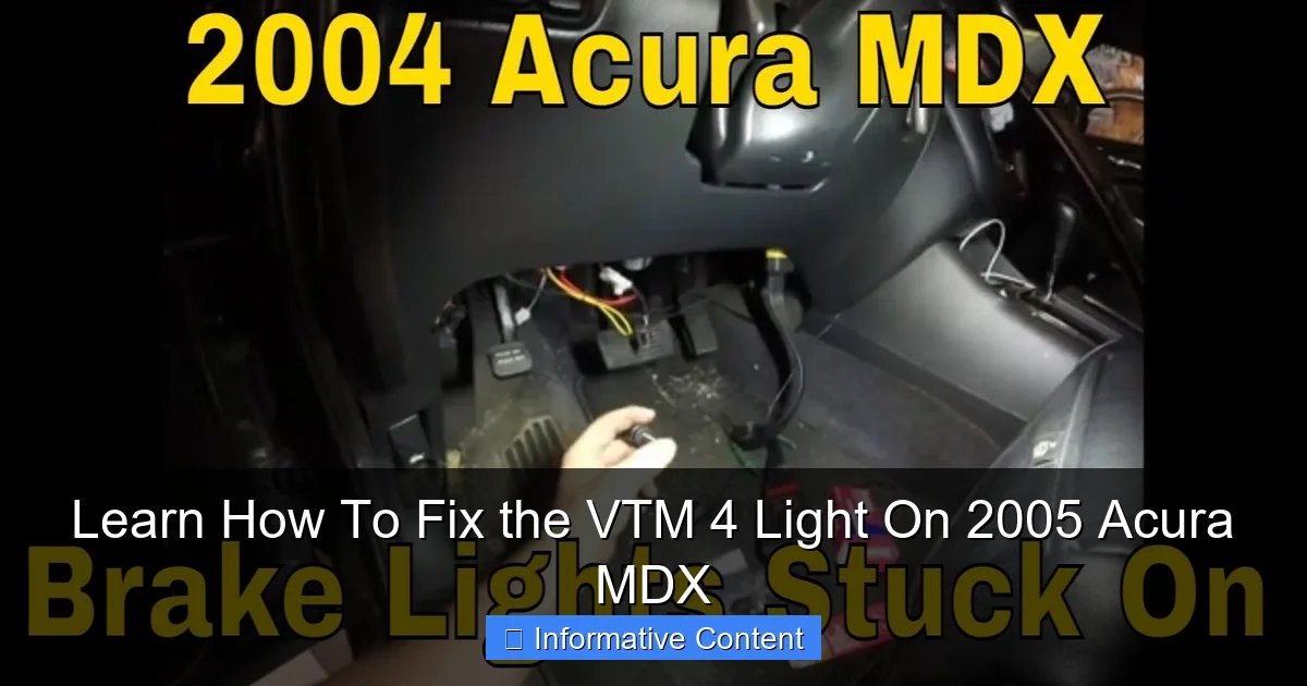 Learn How To Fix the VTM 4 Light On 2005 Acura MDX