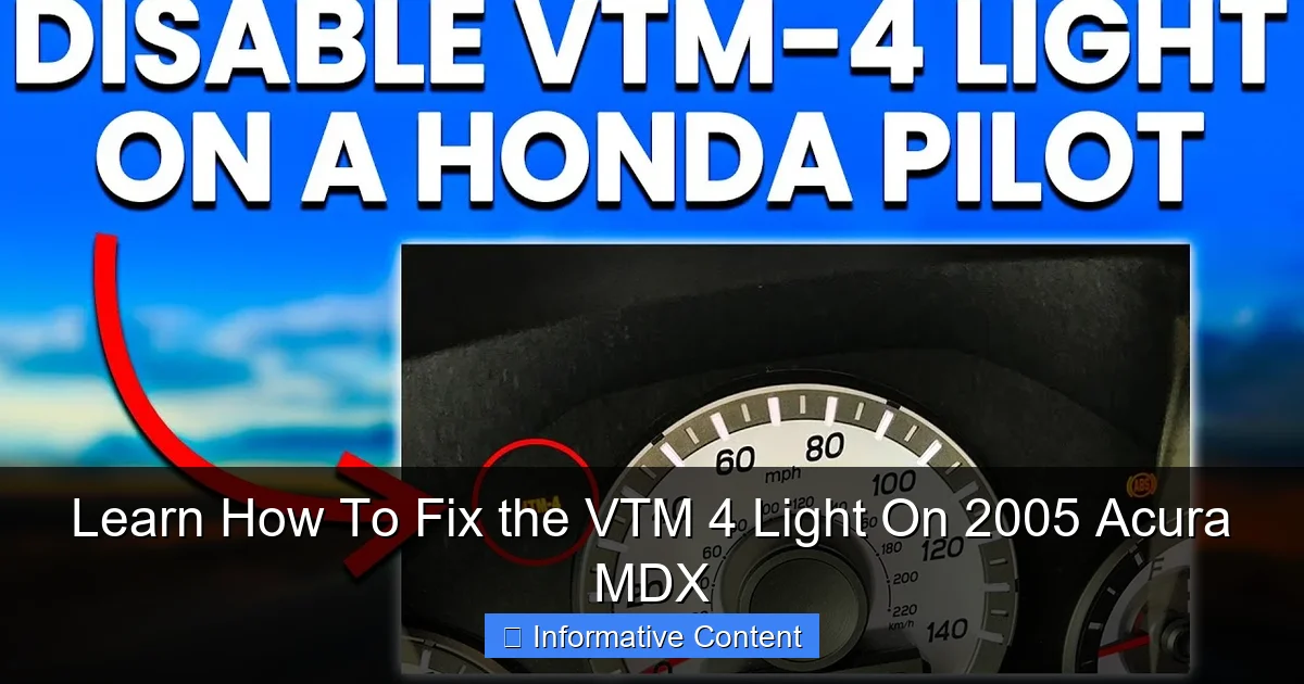 Learn How To Fix the VTM 4 Light On 2005 Acura MDX