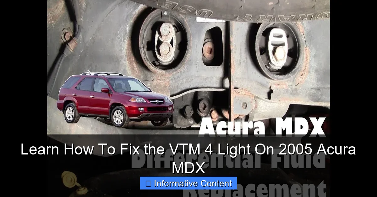 Learn How To Fix the VTM 4 Light On 2005 Acura MDX