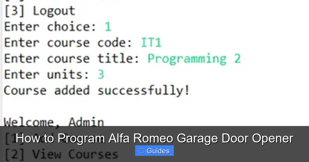 How to Program Alfa Romeo Garage Door Opener