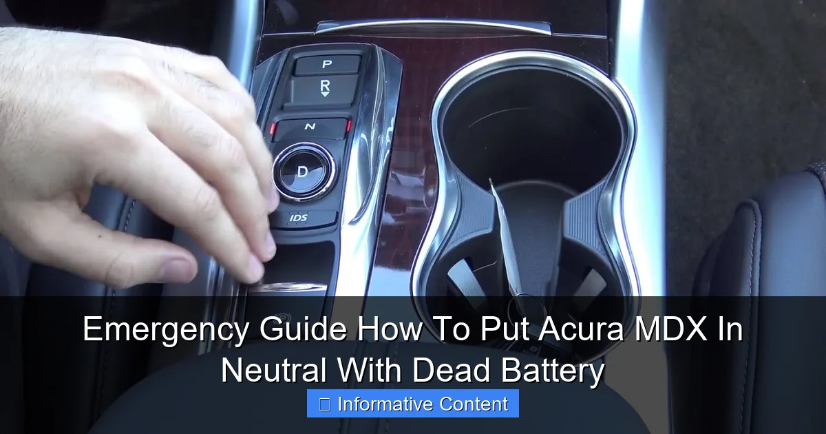 Emergency Guide How To Put Acura MDX In Neutral With Dead Battery