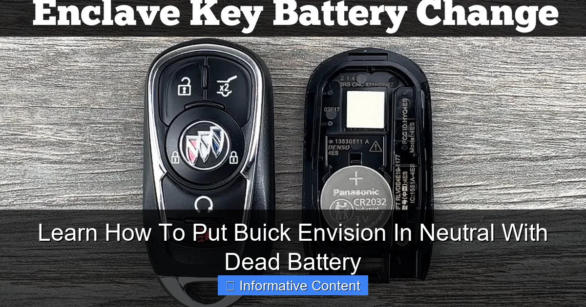 Learn How To Put Buick Envision In Neutral With Dead Battery