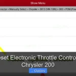 How to Reset Electronic Throttle Control Manually Chrysler 200