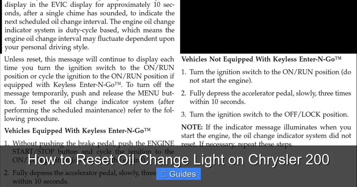 How to Reset Oil Change Light on Chrysler 200