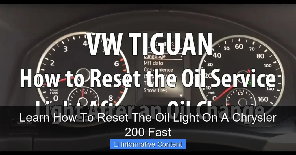Learn How To Reset The Oil Light On A Chrysler 200 Fast
