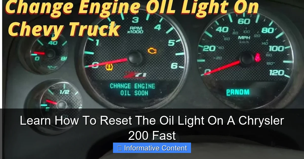 Learn How To Reset The Oil Light On A Chrysler 200 Fast