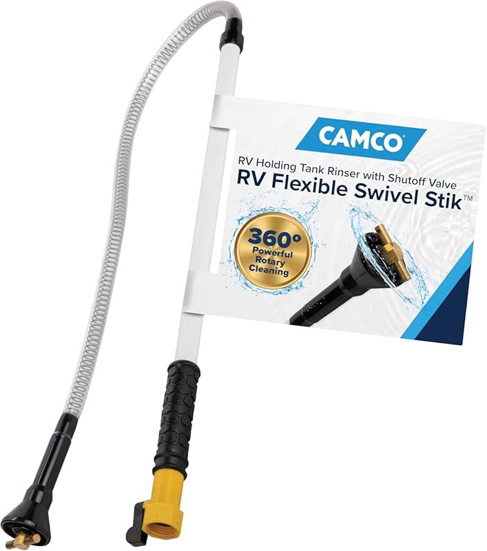 Camco RV Holding Tank Swivel Stik Rinser with Rotary Cleaning and Flex