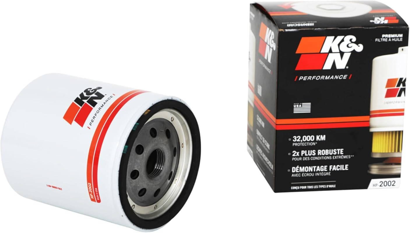 K&N HP-2002 Oil Filter with Wrench-Off Nut for 20,000 Mile Protection,