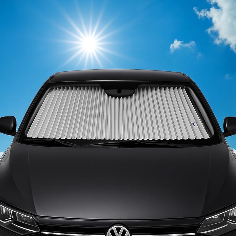 23 Inch Retractable Car Windshield Sunshade with Universal Fit and Sil