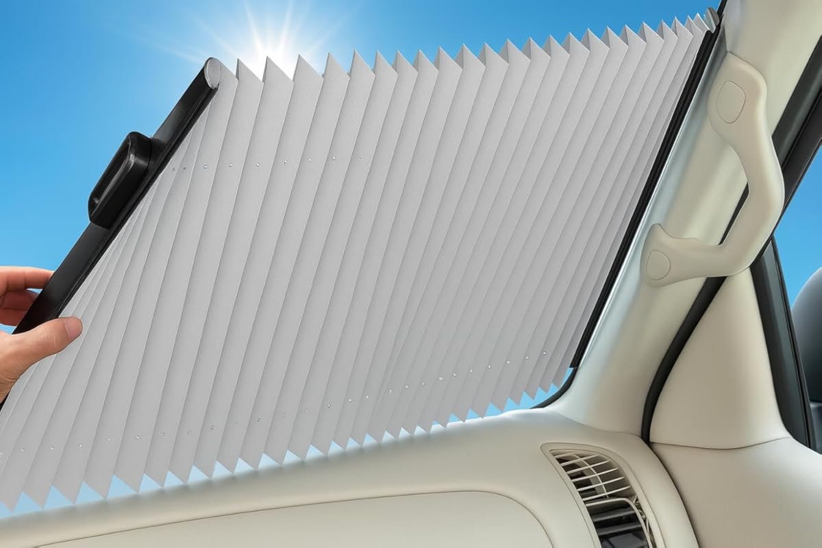 25 Inch Retractable Car Windshield Sunshade with Universal Fit and Sil