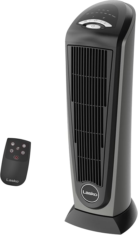 Lasko 1500W Ceramic Tower Space Heater with Remote Thermostat Timer an