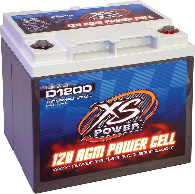 XS Power D1200 2600 Amp 12V 55Ah AGM Deep Cycle Battery for Car Stereo
