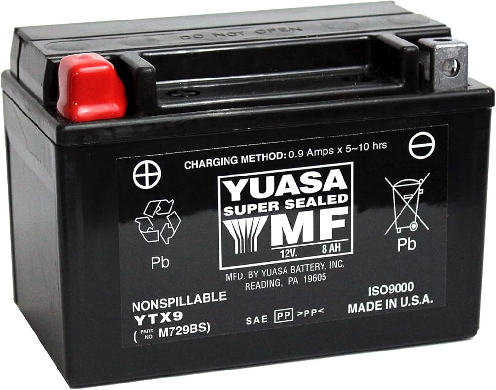 Yuasa YUAM729BS YTX9 Factory Activated AGM Battery