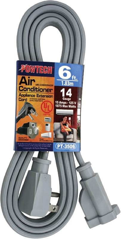 Heavy Duty 6 Ft Extension Cord for Air Conditioners and Appliances, 14