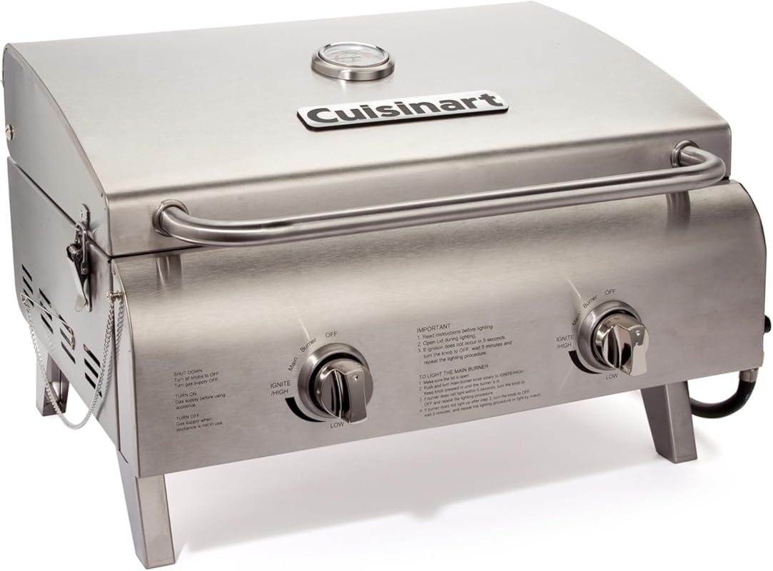 Cuisinart Chef's Style Tabletop Portable Propane Grill, 20,000 BTU Sta