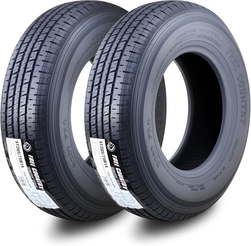 Set of 2 Free Country Grand Ride Trailer Tires ST205/75R14 with Load R