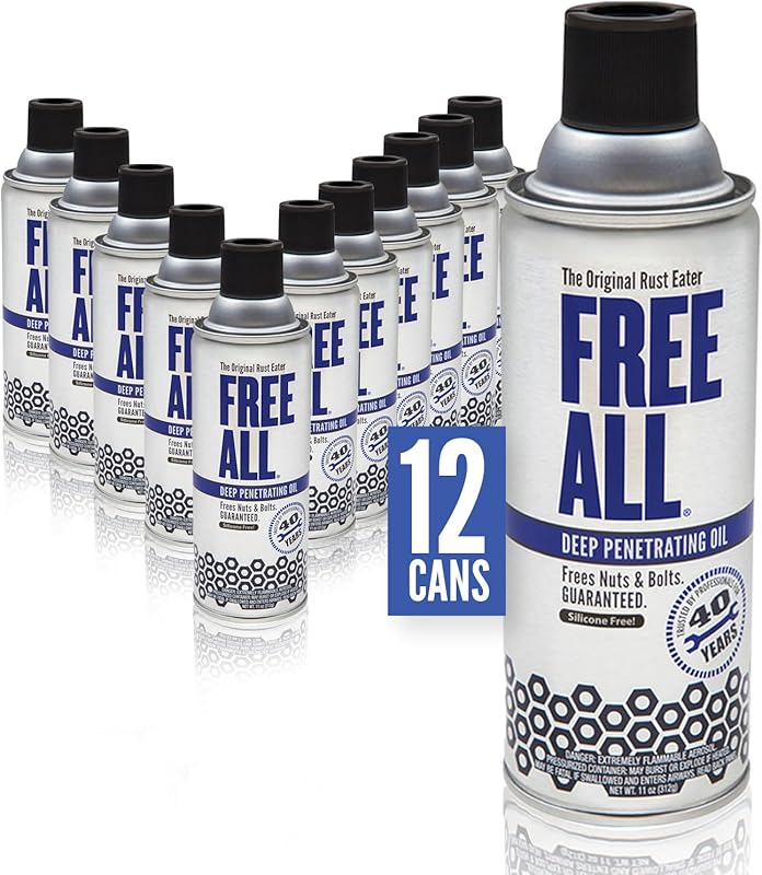 Free All Deep Penetrating Oil Rust Remover, Loosen Rusty Nuts & Bolts,