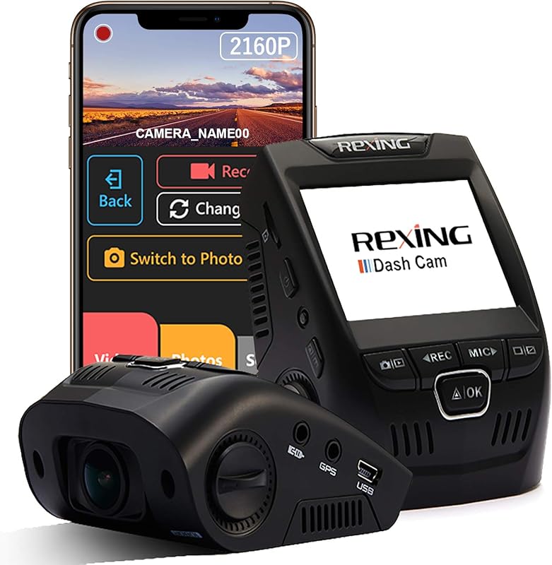 REXING V1 4K Dash Cam with Wi-Fi for Remote Viewing, Wide Angle Lens, 