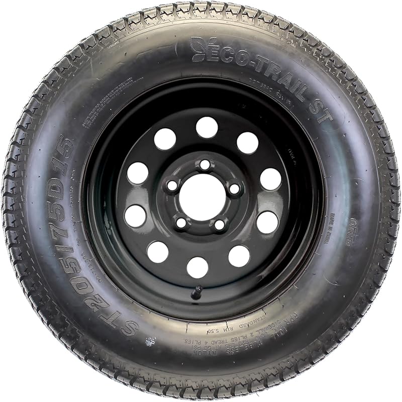 eCustomrim Trailer Tire on Black Modular Wheel ST205/75D15 Load Range 