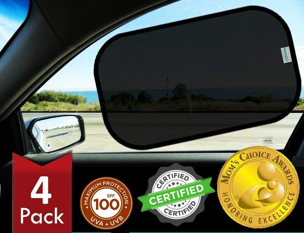 Kinder Fluff Car Window Shades: 4-Pack for Side Windows, Blocking 99.9