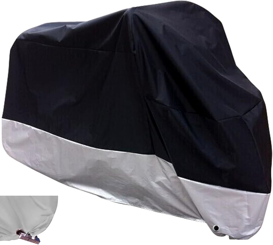 All-Season Black Waterproof Motorcycle Cover with Sun Protection and L