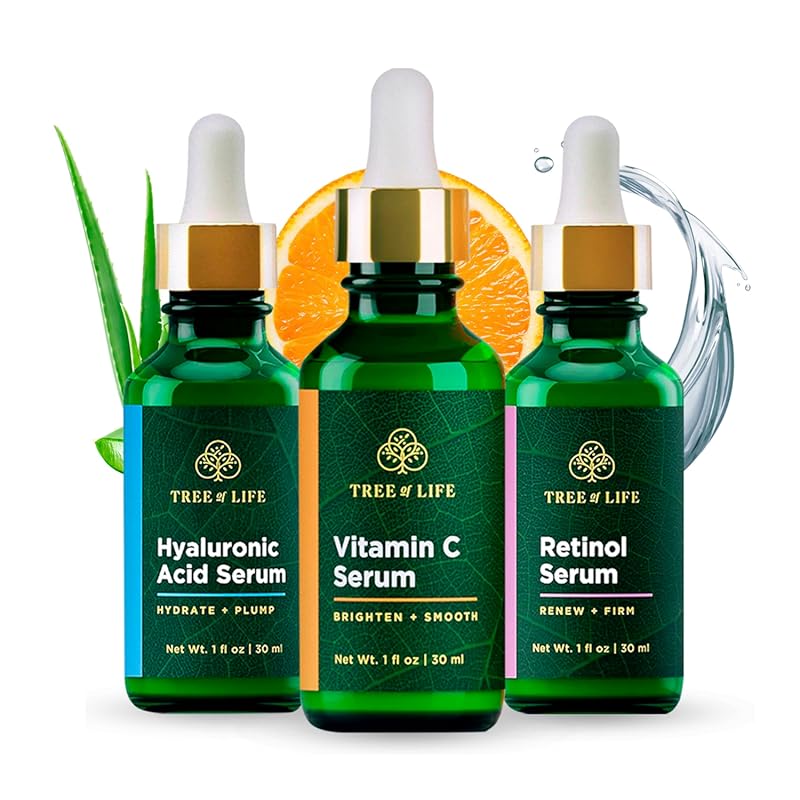 Tree of Life Beauty Trio Power Kit: Vitamin C, Retinol, and Hyaluronic