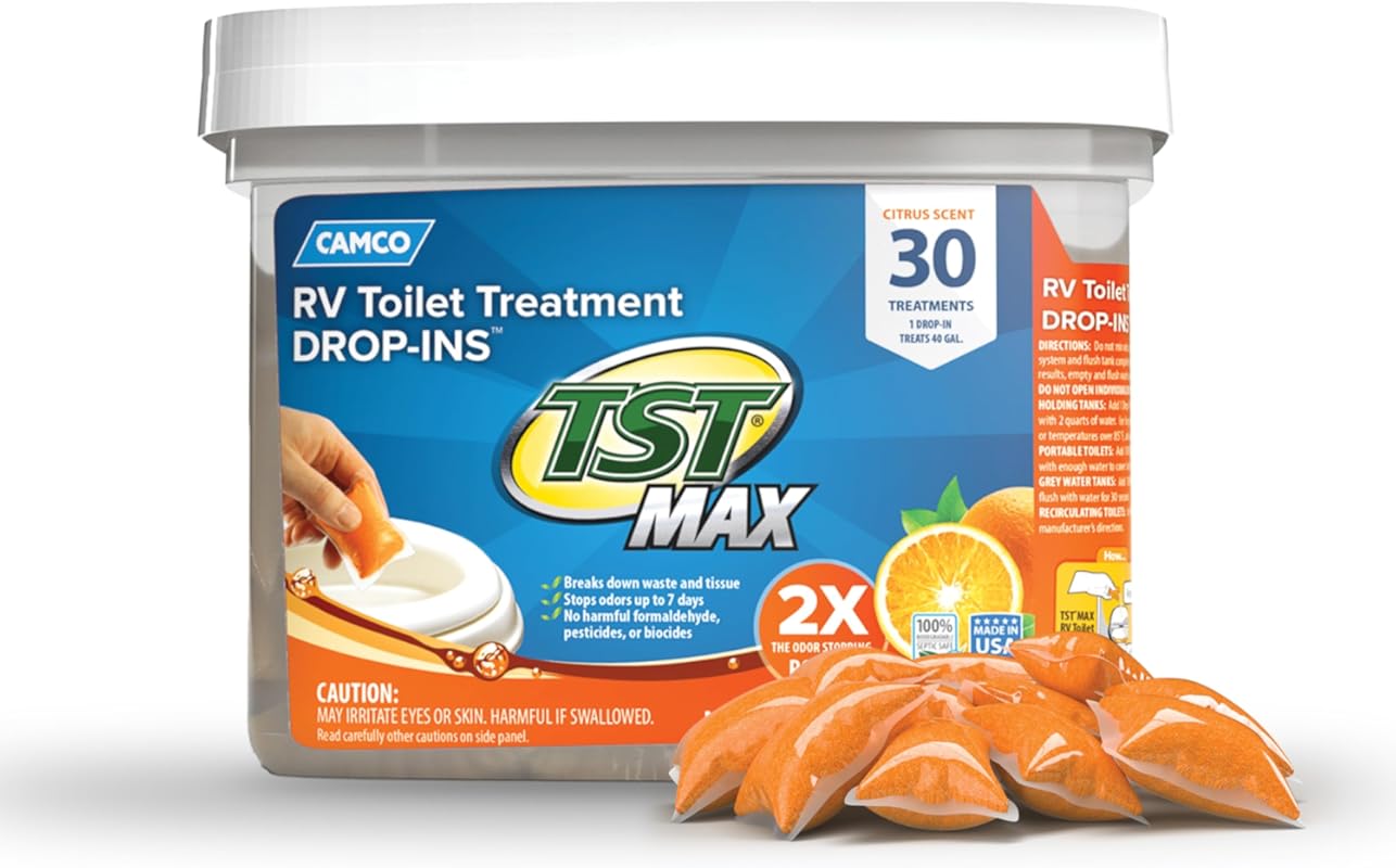Camco TST MAX RV Toilet Treatment Drop-Ins Control Odors and Break Dow