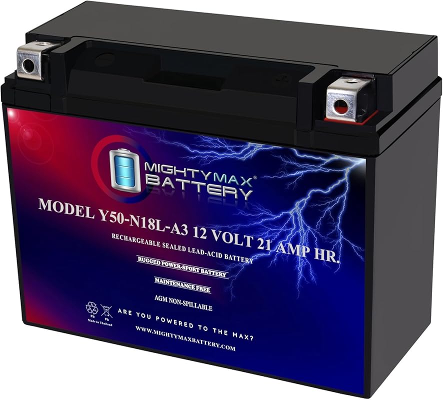 Mighty Max 12V 21AH SLA AGM Motorcycle Battery, Maintenance-Free and R
