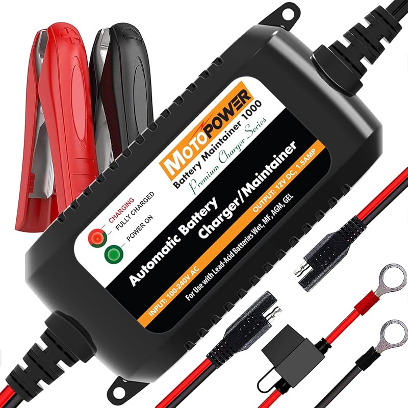 MOTOPOWER 12V 1.5A Automatic Battery Charger and Maintainer for Cars M