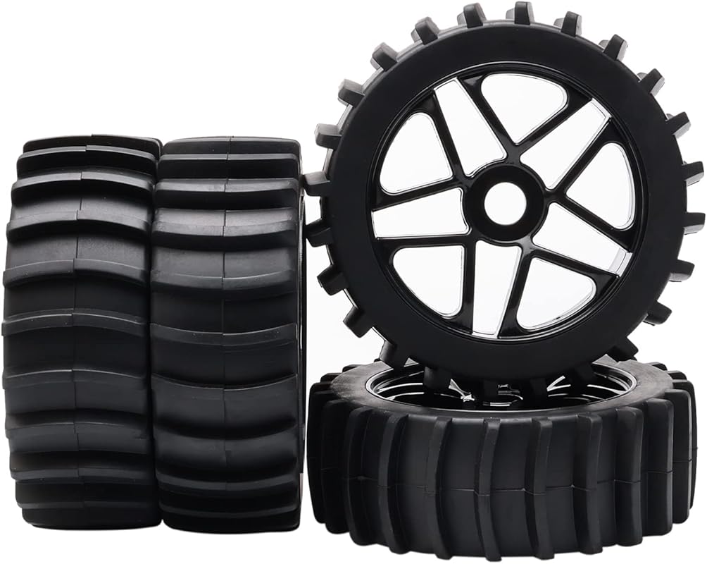 JIUWU 4-Piece Beach Desert Snow Tires with 17mm Hex Wheels for 1:8 Sca