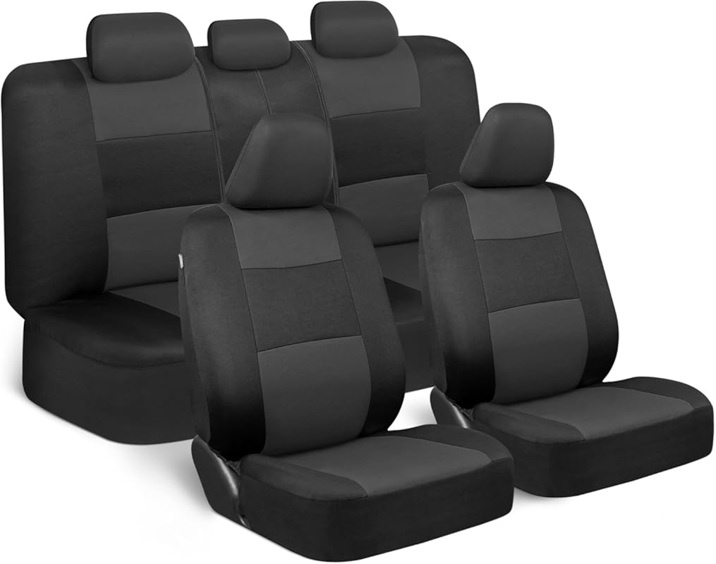 BDK PolyPro Car Seat Covers Full Set in Charcoal on Black – Front and 