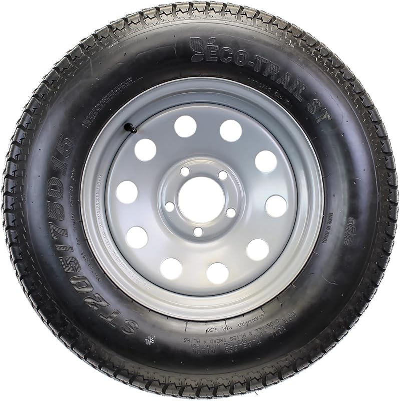 eCustomrim Trailer Tire on Rim ST205/75D15 Load Range C with 5 Lug Sil