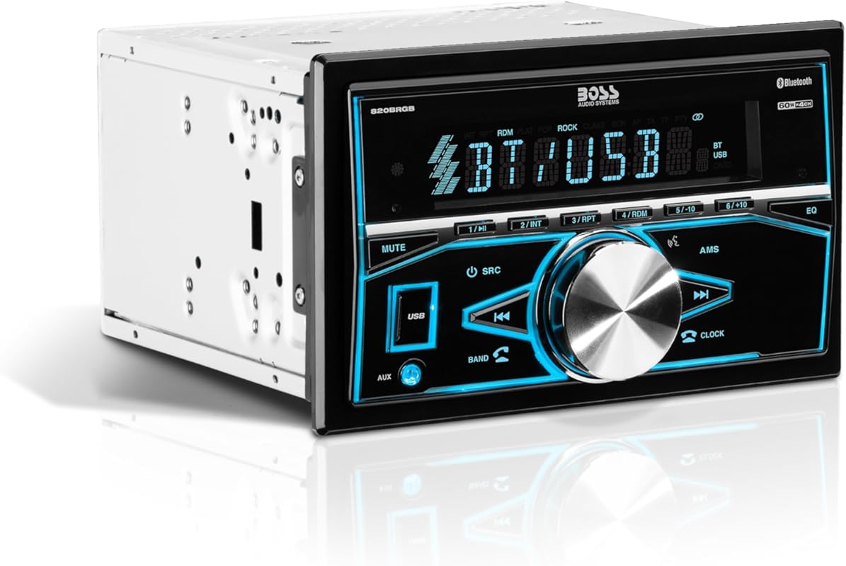 BOSS Audio Systems 820BRGB Double Din Car Stereo with Bluetooth, Multi
