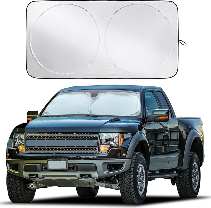 EcoNour Truck Windshield Sun Shade with Storage Pouch, Reflective for 