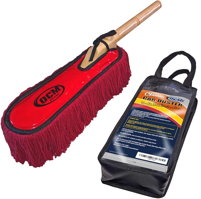 Classic Car Duster with Solid Wood Handle and Storage Case for Auto De