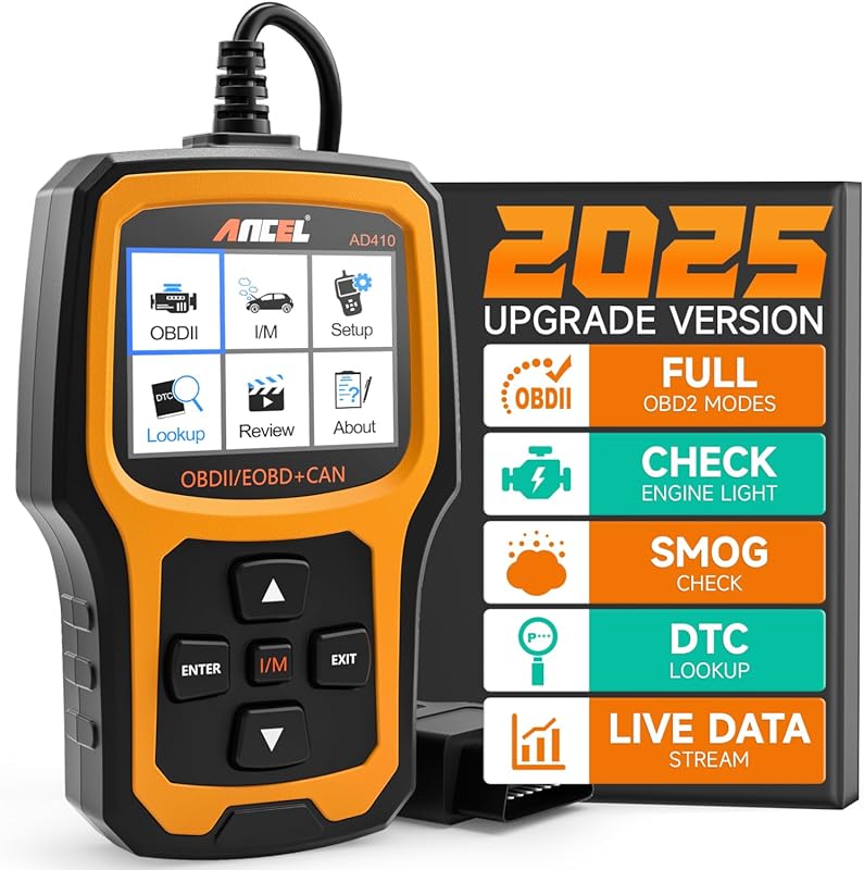 ANCEL AD410 OBD2 Scanner for Check Engine Light Diagnosis with Live Da