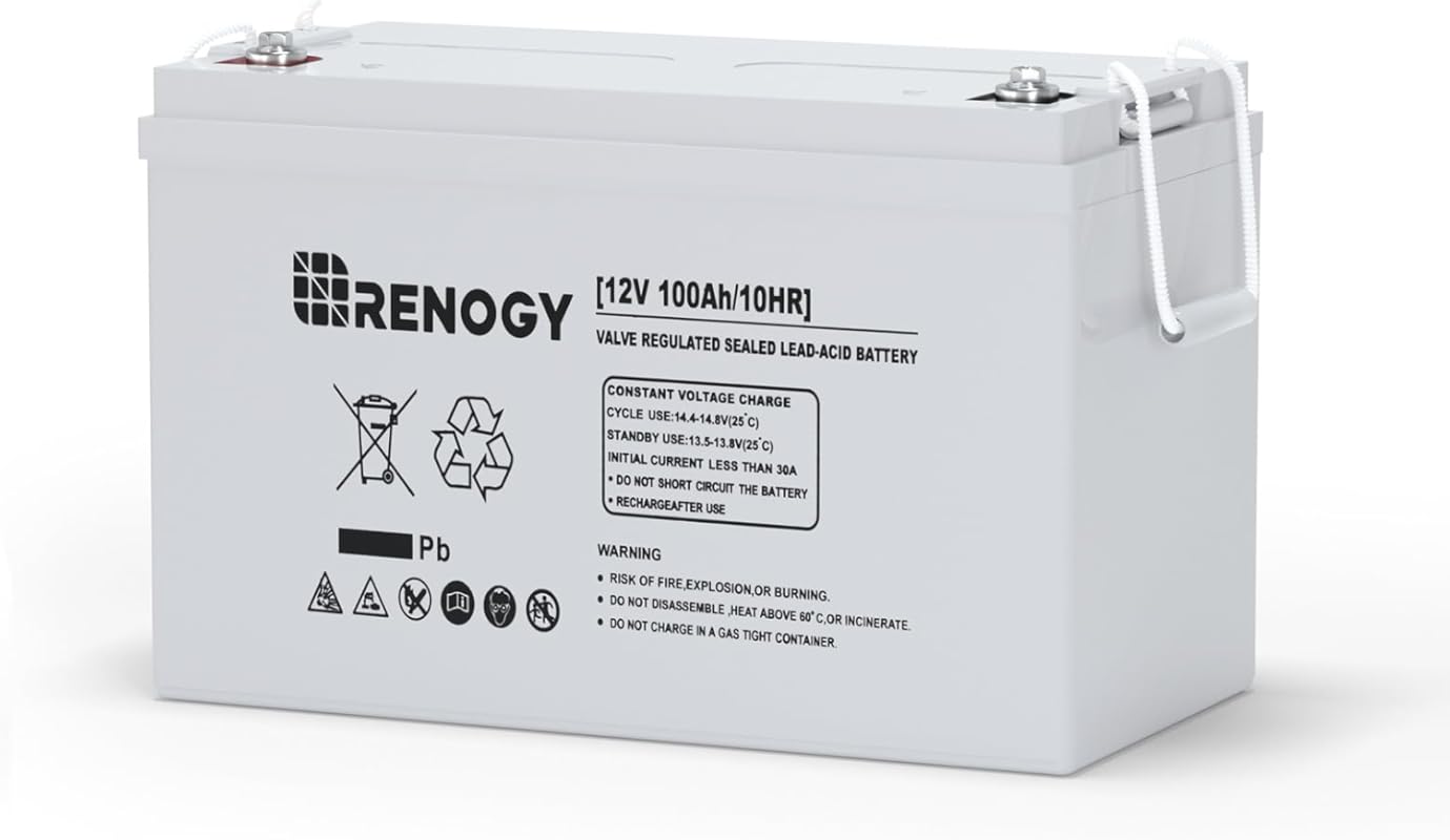 Renogy Deep Cycle AGM Battery: 12V 100Ah with Low Self-Discharge for M