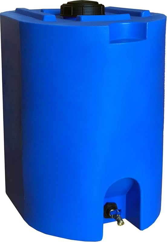 WaterPrepared 55-Gallon Blue Stackable Water Storage Tank with Spigots