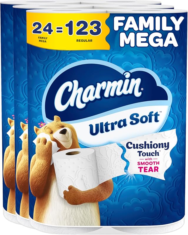 Charmin Ultra Soft Cushiony Touch Toilet Paper with 24 Family Mega Rol