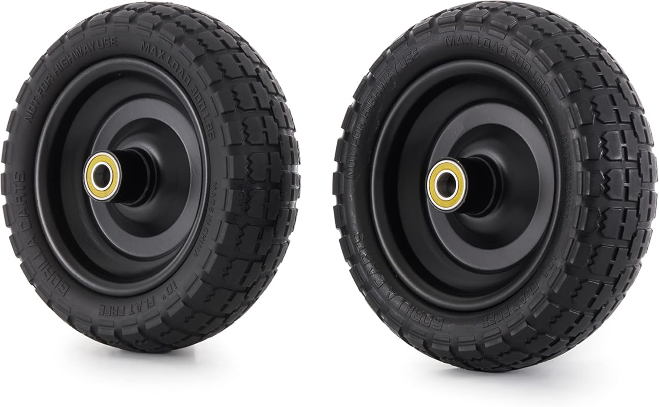 Gorilla Carts 10-Inch Solid Polyurethane No-Flat Tires with 5/8" Bore 