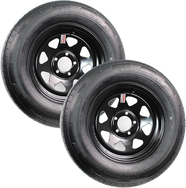 eCustomrim 2-Pack Radial Trailer Tires ST205/75R15 Load Range D with 5