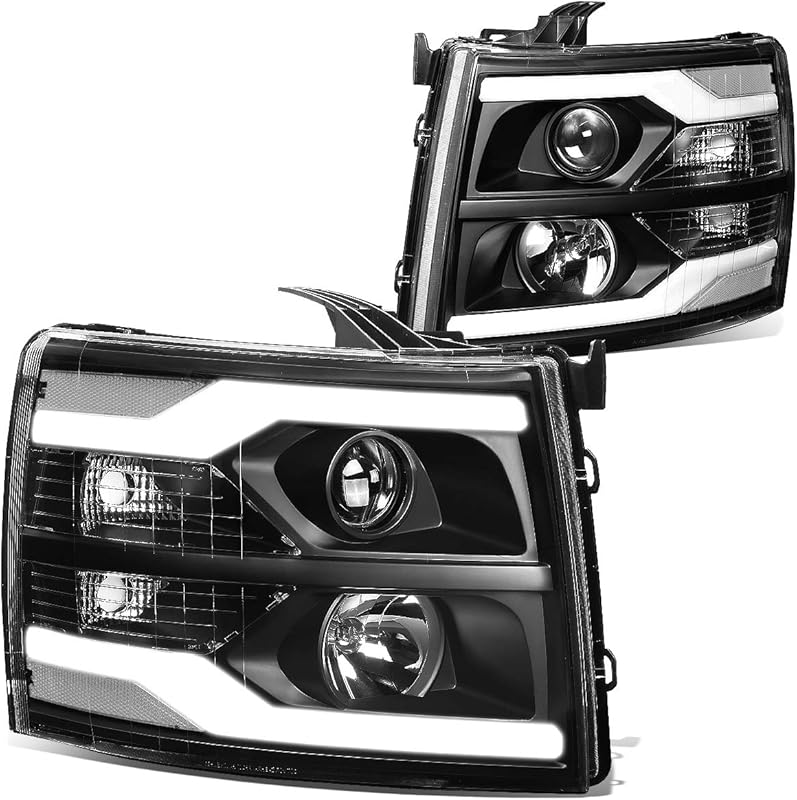DNA MOTORING HL-HPL-CSIL07-G2-BK-CL1 Dual LED DRL Projector Headlight 