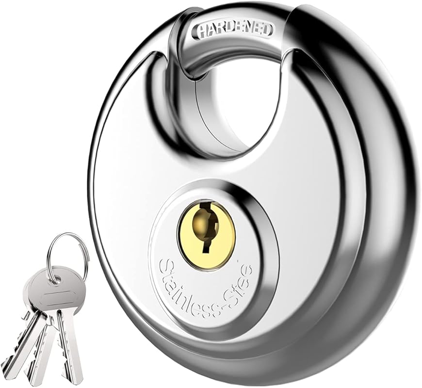 Puroma Keyed Padlock, Stainless Steel Discus Locker Lock Heavy Duty Lo